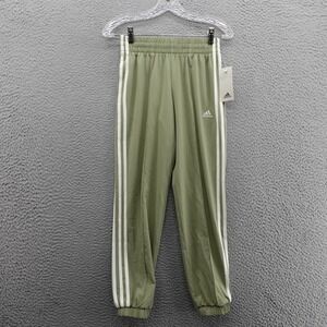 Adidas 3 Stripe‎ Balloon Jogger Pants Size Medium 10/12 Tent Green Girls NWT
